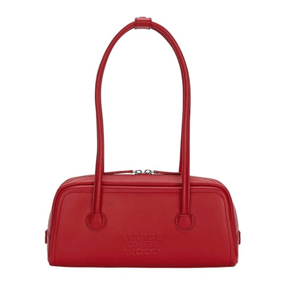MARGESHERWOOD Soft Baguette Boston Shoulder Bag Korea Apple Red Leather Handbag